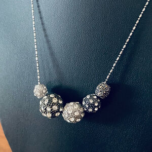 AEO Aeropostale Silver Tone Rhinestone Encrusted Ball Necklace